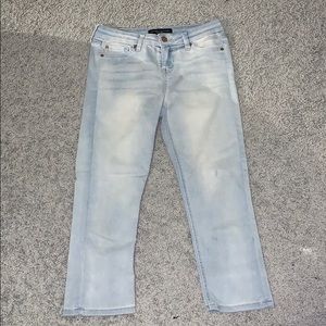 Light blue straight jeggings.